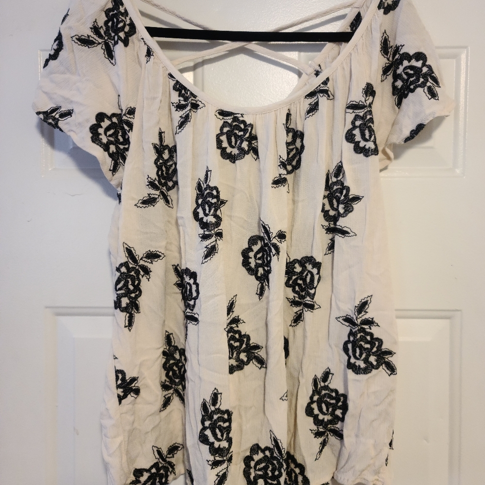 Black and cream blouse